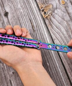 Foldable Butterfly Knife Trainer Portable Stainless Steel Pocket Practice Knife Training Tool for Outdoor Games Balisong Trainer 5