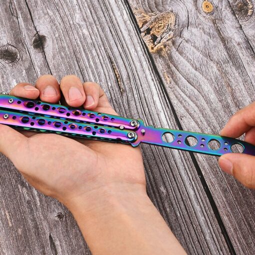 Foldable Butterfly Knife Trainer Portable Stainless Steel Pocket Practice Knife Training Tool for Outdoor Games Balisong Trainer 5