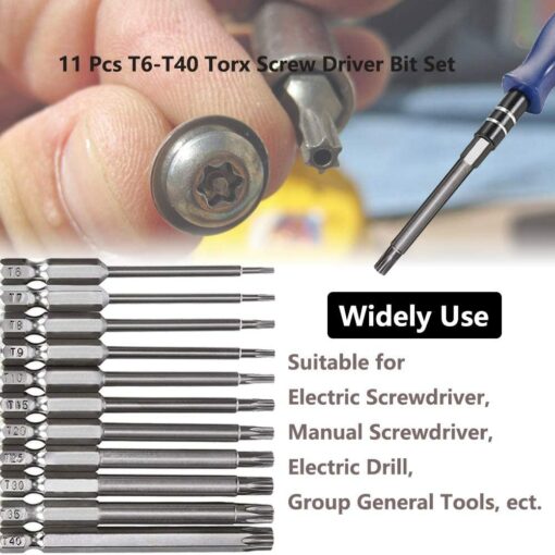 11pcs 1/4" Hex Head Screwdriver Tamper Resistant Safety Drill Magnetic Bit Set Torx Screwdriver Flat F1FC High Quality 75/100mm 5