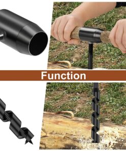Bushcraft Hand Drill Carbon Steel Manual Auger Drill Portable Manual Survival Drill Bit Self-Tapping Survival Wood Punch Tool 6