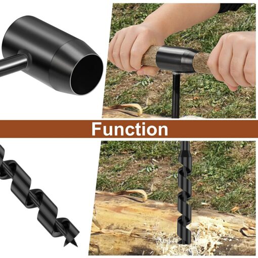 Bushcraft Hand Drill Carbon Steel Manual Auger Drill Portable Manual Survival Drill Bit Self-Tapping Survival Wood Punch Tool 6