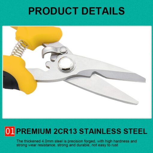 1PC Stainless Steel Electrician Scissors Multifunction Manually Shears Groove Cutting Wire And Thin steel Plate Hand Tools 4