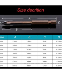 Tungsten Carbide Glass Drill Bit Set Alloy Carbide Point with 4 Cutting Edges Tile & Glass Cross Spear Head Drill Bits 5