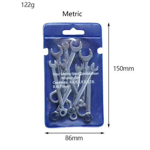 10pcs Mini Spanner Wrenches Set Hand Tool Key Ring Spanner Explosion-proof Pocket British/Metric Type Wrenches 2