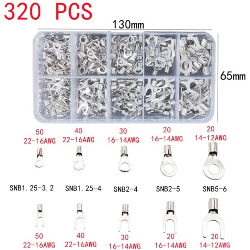 1/150/320PCS,Crimp Terminal and With Pliers Kit,Cold Pressed,U Shaped O Shaped,Wire Connector,Brass Plug-in,Splicing Terminal 3