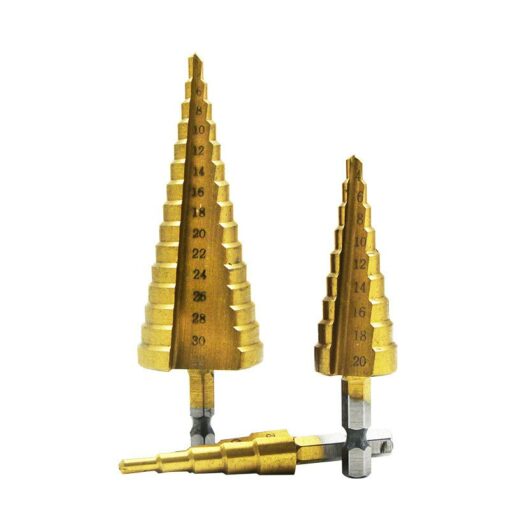 1/3Pcs 4-12mm 4-20mm 4-32mm HSS Straight Groove Step Drill Bit Titanium Coated Wood Metal HoleCutterCore Cone Drilling Tools Set 3