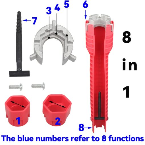 Universal 8/18 in 1 faucet wrench multi-head double-head sink installer sink wrench plumbing socket repair tool set professional 2