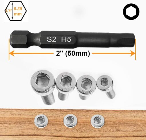 10 Pcs SAE/Metric Hex Head Allen Wrench Drill Bit Set 1/4" Diameter Quick Release Shank Magnetic Screwdriver Bit Set 4