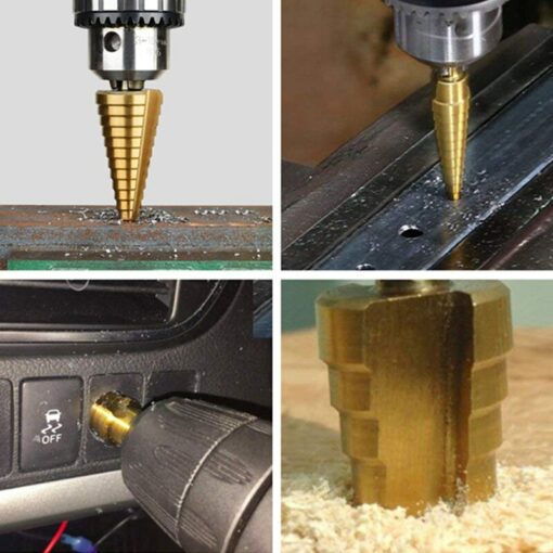 1/3Pcs 4-12mm 4-20mm 4-32mm HSS Straight Groove Step Drill Bit Titanium Coated Wood Metal HoleCutterCore Cone Drilling Tools Set 6