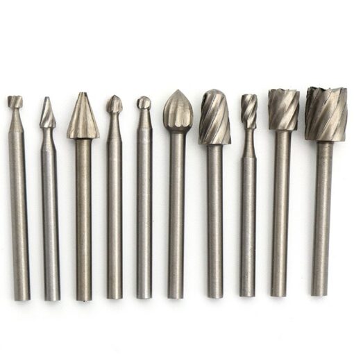 10pcs Set HSS Titanium For Dremel Routing Rotary Milling Rotary File Cutter Wood Carving Carved Knife Cutter Tools Accessories 6