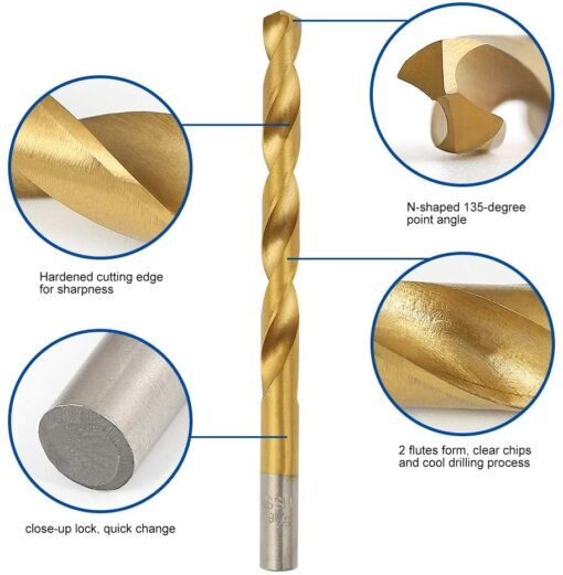 99 Pcs1.5mm-10mm Titanium Drill Bit Set for Steel Wood Plastic, Metal Copper Aluminum Alloy with Storage Case 4