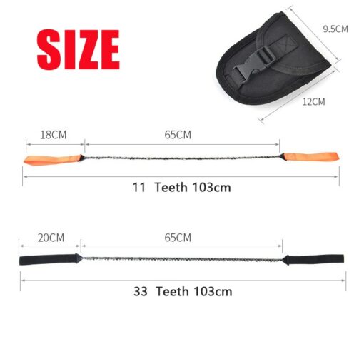 Portable Hand Zipper Saw Outdoor Chain Wire Saw 11/33 Teeth  Manganese Steel Pocket Wire Saw 24 Inch Garden Pruning Tool 5
