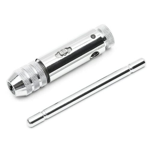 Adjustable Silver T-Handle Ratchet Tap Holder Wrench with 5pcs M3-M8 3mm-8mm Machine Screw Thread Metric Plug T-shaped Tap 3