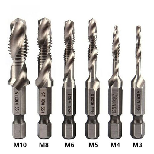 Hex Shank Titanium Plated HSS Screw Thread Metric Tap Drill Bits Screw Machine Compound Tap M3 M4 M5 M6 M8 M10 Hand Tools 2