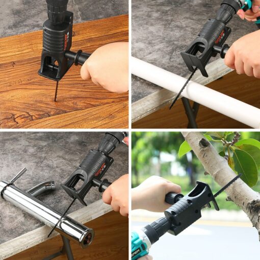 Portable Reciprocating Saw Adapter Electric Drill Modified Electric JigSaw Power Tool Wood Cutter Machine Attachment with Blades 6