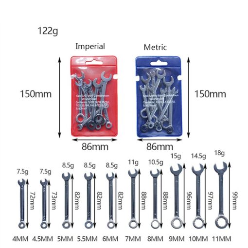 10pcs Mini Spanner Wrenches Set Hand Tool Key Ring Spanner Explosion-proof Pocket British/Metric Type Wrenches 1