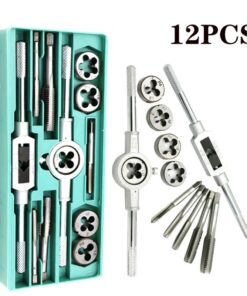 8/12/20Pcs Metric Hand Tap and Die Set M3-M12 Screw Thread Plugs Straight Taper Reamer Tools 2