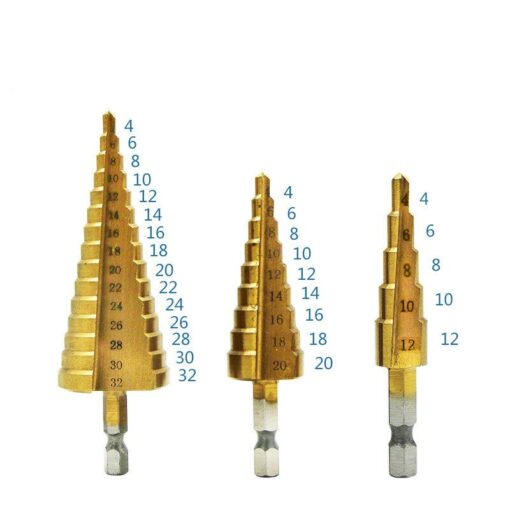1/3Pcs 4-12mm 4-20mm 4-32mm HSS Straight Groove Step Drill Bit Titanium Coated Wood Metal HoleCutterCore Cone Drilling Tools Set 2