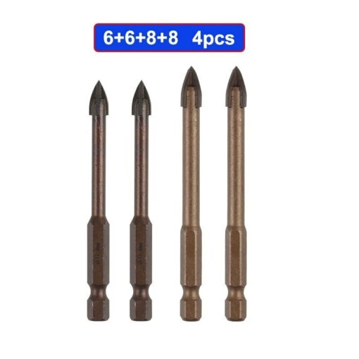 Tungsten Carbide Glass Drill Bit Set Alloy Carbide Point with 4 Cutting Edges Tile & Glass Cross Spear Head Drill Bits 3