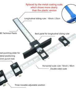 Multifunctional Furniture Carpentry Punch Locator Drill Guide Ruler Woodworking Hole Locator Adjustable Drilling Positioner Tool 4