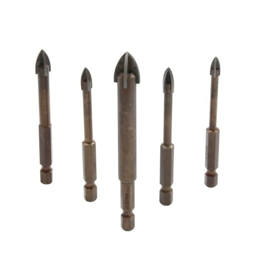 Tungsten Carbide Glass Drill Bit Set Alloy Carbide Point with 4 Cutting Edges Tile & Glass Cross Spear Head Drill Bits 2