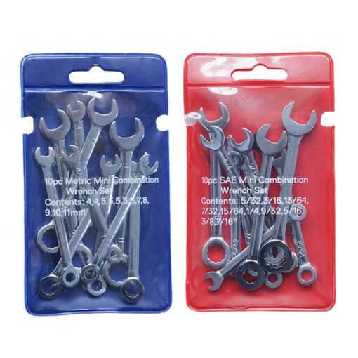 10pcs Mini Spanner Wrenches Set Hand Tool Key Ring Spanner Explosion-proof Pocket British/Metric Type Wrenches 3