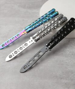 Foldable Butterfly Knife Trainer Portable Stainless Steel Pocket Practice Knife Training Tool for Outdoor Games Balisong Trainer 3