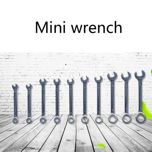 10pcs Mini Spanner Wrenches Set Hand Tool Key Ring Spanner Explosion-proof Pocket British/Metric Type Wrenches 5