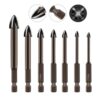 7Pcs Glass Drill Bit Set Alloy Carbide Point with 4 Cutting Edges Tile & Glass Cross Spear Head Drill Bits 1