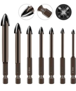 7Pcs Glass Drill Bit Set Alloy Carbide Point with 4 Cutting Edges Tile & Glass Cross Spear Head Drill Bits 1