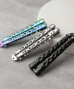 Foldable Butterfly Knife Trainer Portable Stainless Steel Pocket Practice Knife Training Tool for Outdoor Games Balisong Trainer 4