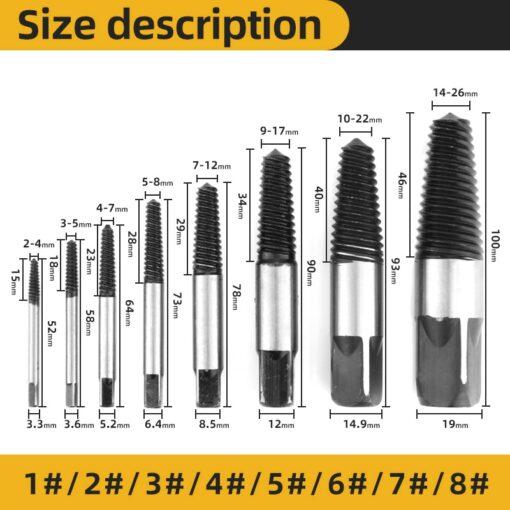 5/6/8PcsDamaged Broken Screw Remover Extractor Drill Bits Steel Durable Easy Out Remover Center Drill Damaged Bolts Remover Tool 5