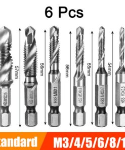 Hex Shank Titanium Plated HSS Screw Thread Metric Tap Drill Bits Screw Machine Compound Tap M3 M4 M5 M6 M8 M10 Hand Tools 1