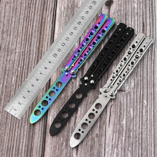 Foldable Butterfly Knife Trainer Portable Stainless Steel Pocket Practice Knife Training Tool for Outdoor Games Balisong Trainer 2
