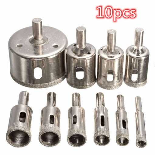 10pcs Diamond Coated Hss Drill Bit Set Tile Marble Glass Ceramic Hole Saw Drilling Bits For Power Tools 6mm-30mm 1