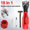 Universal 8/18 in 1 faucet wrench multi-head double-head sink installer sink wrench plumbing socket repair tool set professional 1