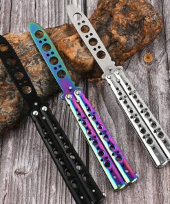Foldable Butterfly Knife Trainer Portable Stainless Steel Pocket Practice Knife Training Tool for Outdoor Games Balisong Trainer 1