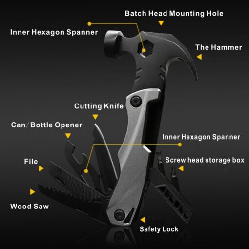 Multi Outdoor Camping Tools Adjustable Wrench/Car Multi-function Lifesaving Hammer Mini Pockets Multifunctional Tool 3