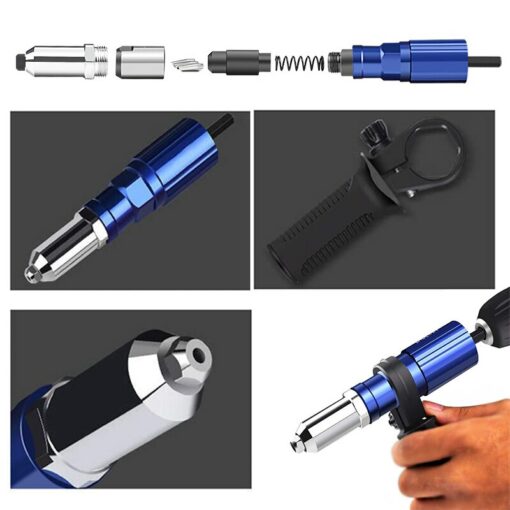 Electric Rivet Gun 2.4mm-4.8mm Rivet Nut Gun Bit Adapter Cordless Riveting Tool Insert Nut Pull Riveting Power Tool Accessories 6