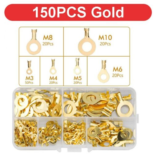 1/150/320PCS,Crimp Terminal and With Pliers Kit,Cold Pressed,U Shaped O Shaped,Wire Connector,Brass Plug-in,Splicing Terminal 5