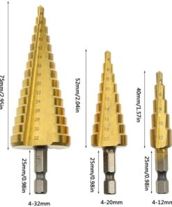 1/3Pcs 4-12mm 4-20mm 4-32mm HSS Straight Groove Step Drill Bit Titanium Coated Wood Metal HoleCutterCore Cone Drilling Tools Set 5