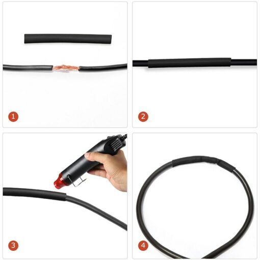 127Pcs Heat Shrink Tube 2:1 Shrinkable Wire Shrinking Wrap Tubing Wire Connect Cover Protection with 300W Hot Air Gun 6