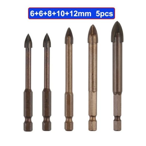Tungsten Carbide Glass Drill Bit Set Alloy Carbide Point with 4 Cutting Edges Tile & Glass Cross Spear Head Drill Bits 4