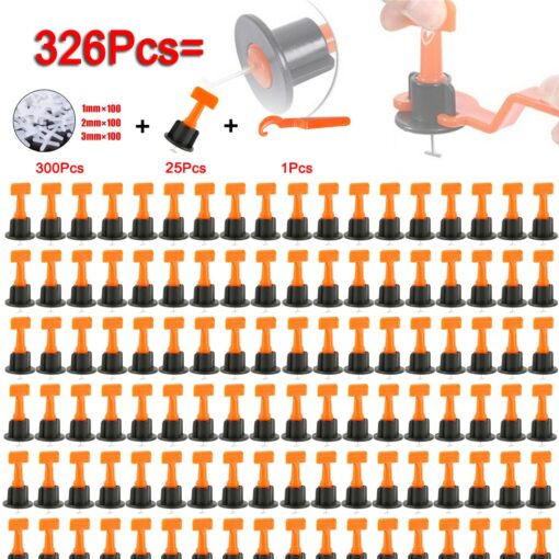 300+25+1 Pcs Tile Leveling System for Tile Laying Level Wedges Alignment Spacers for Leveler Locator Spacers Plier Flooring Wall 1
