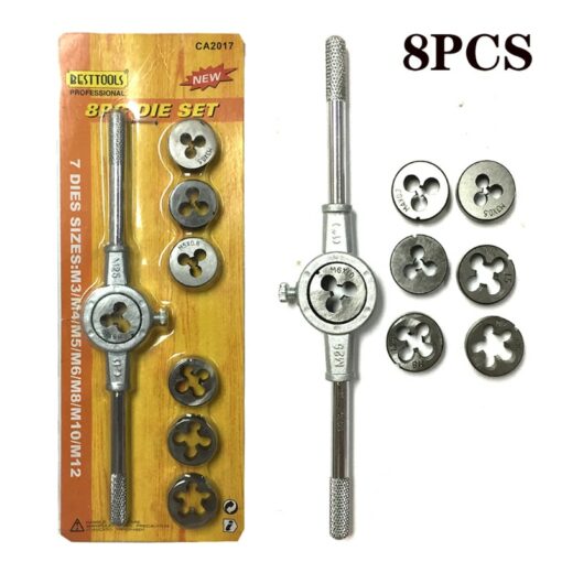 8/12/20Pcs Metric Hand Tap and Die Set M3-M12 Screw Thread Plugs Straight Taper Reamer Tools 3