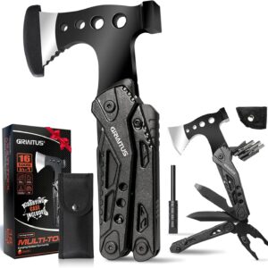 Camping Essentials Multi Tool Gifts for Men Dad 16in1 Multitool Survival Gear with Hammer Pliers Saw Screwdrivers Bottle Opener Whistle Christmas Stocking Fillers Gadgets for Outdoor, Hiking, Repair