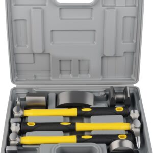 7Pcs Craft Panel Beating Kit Panel Beating Hammer and Dolly Set Hammers Set for Car Auto Body Panel Repair with Storage Case