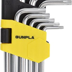 Gunpla Torx Hex Key Allen Star Short Arm Wrench Hex Keys Security Torx End Holes Set of 9 Pieces with Storage Case T10-T50 for Home Maintenance DIY