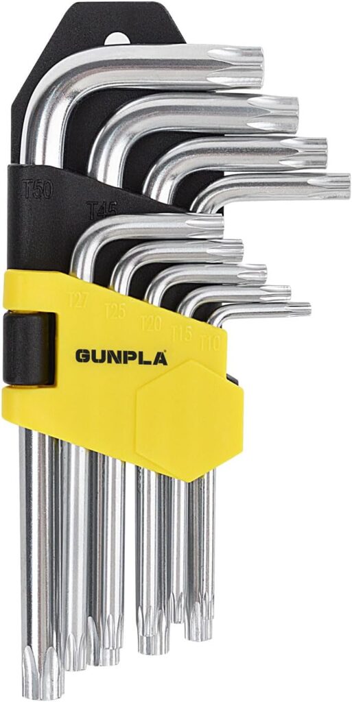 Gunpla Torx Hex Key Allen Star Short Arm Wrench Hex Keys Security Torx End Holes Set of 9 Pieces with Storage Case T10-T50 for Home Maintenance DIY