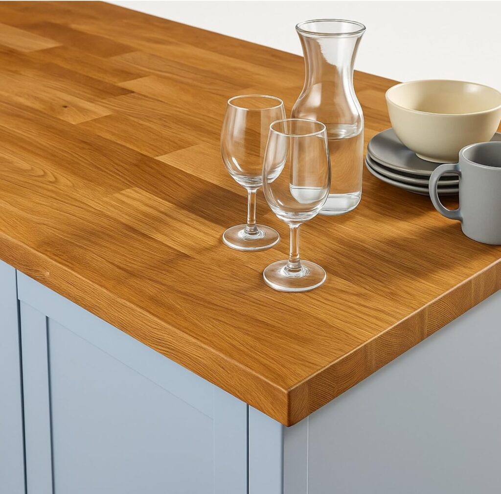 Oak Kitchen Worktop (2m x 620mm x 38mm)– A-Grade, Made with 40mm Hand-Selected Oak Strips for consistent Color and Minimal Knots, Affordable, Durableand Perfect for Stylish Kitchens